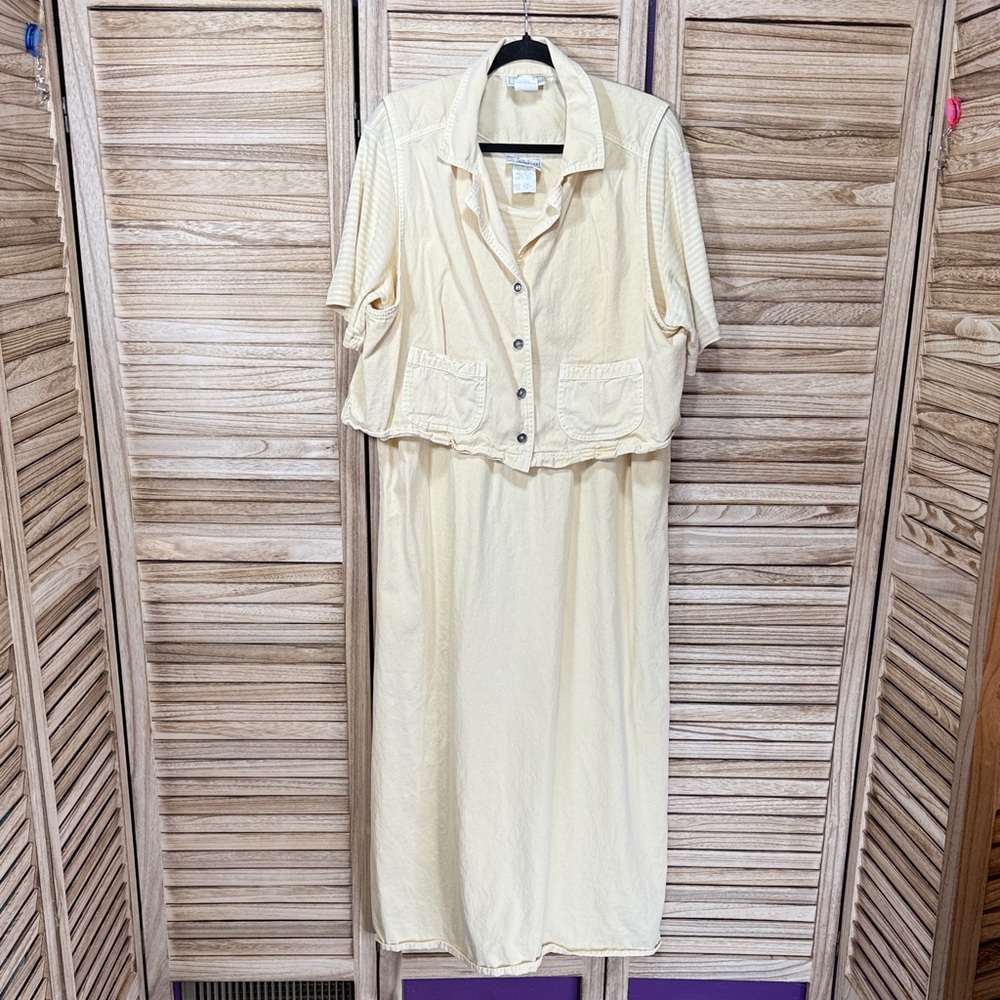 Studio Ease Yellow Short Sleeve Dress W/ Jacket Vintage Pockets Size 18W